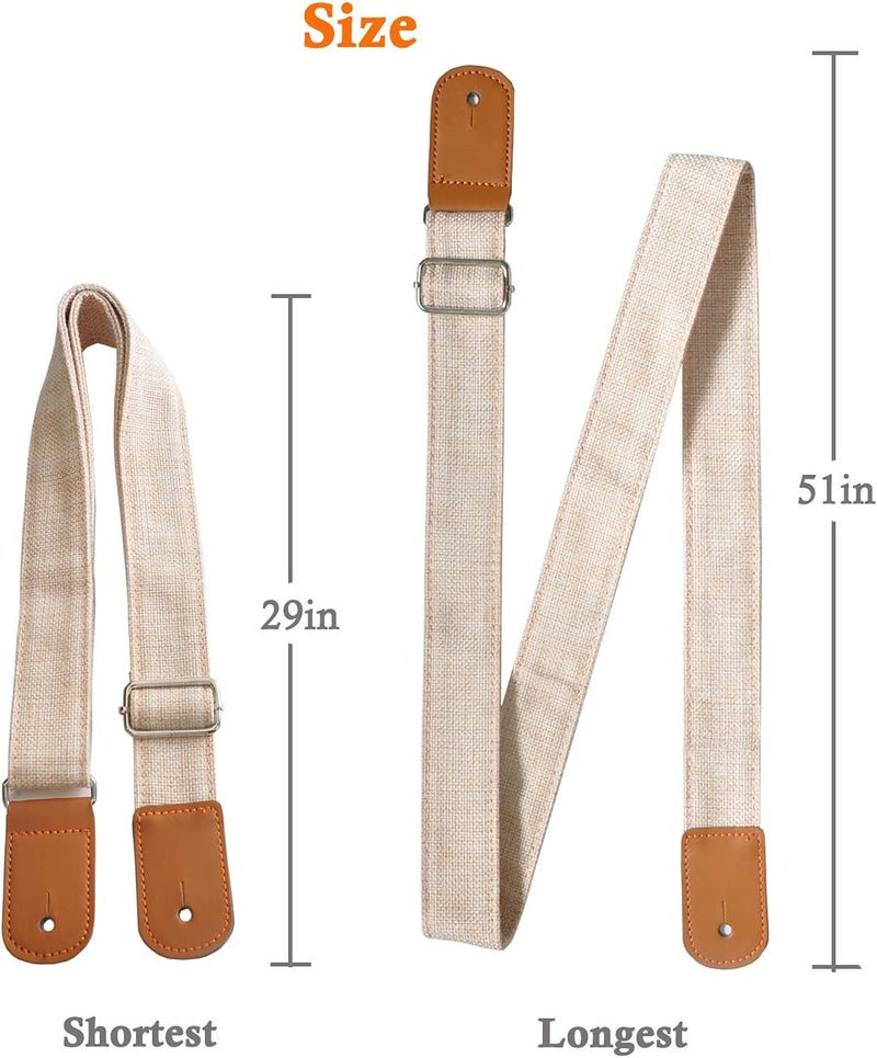 Farcaya Ukulele Strap for Soprano Concert Tenor Baritone Uke Mandolins Banjos Cotton Soft Cotton Linen Style with Picks Locks Buttons End Pins Musical Instrument Accerssories (Beige) - Image 5